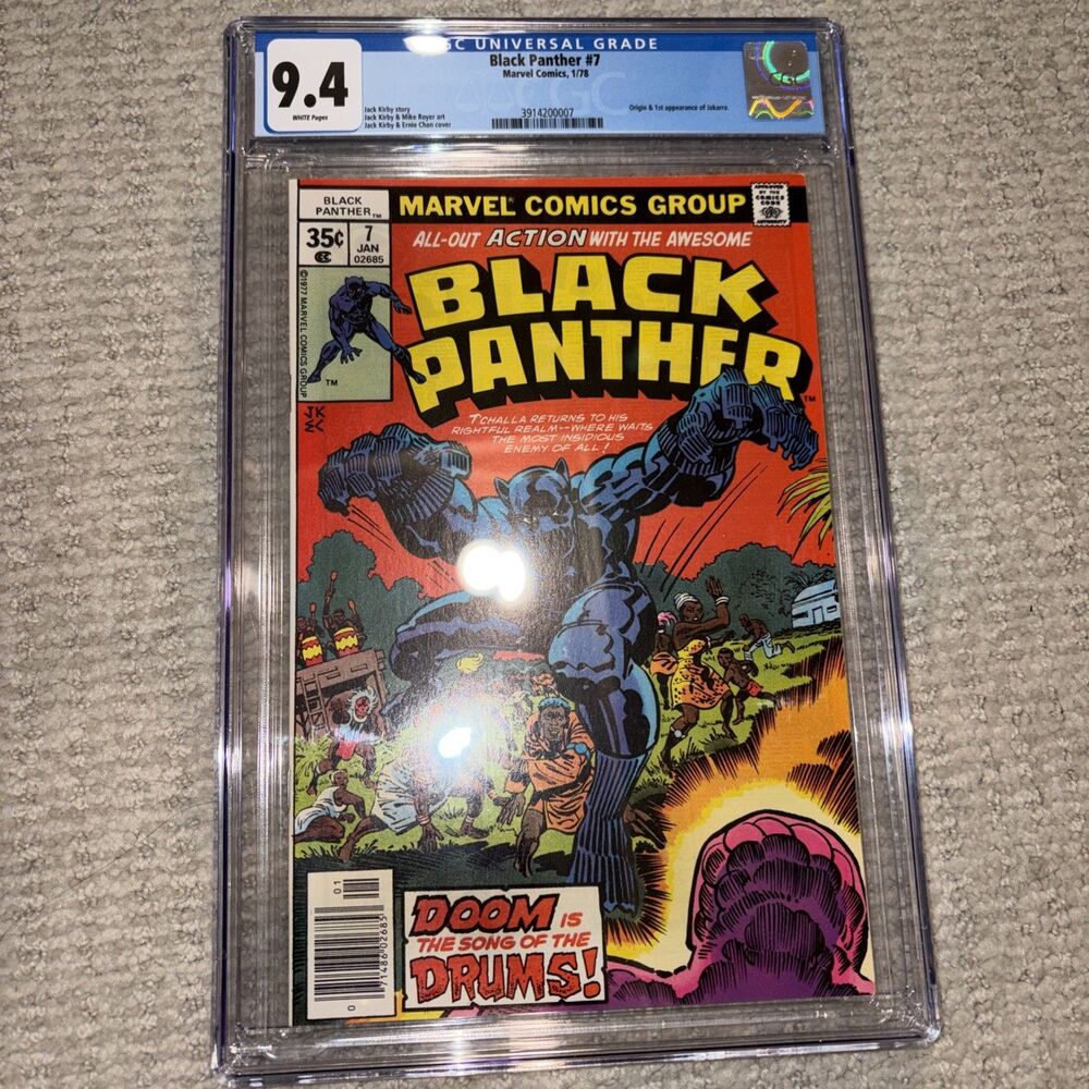 Black Panther 7 CGC 9.4 NM+ Bronze Age White Pages 1st App Olumo Bashenga 1977